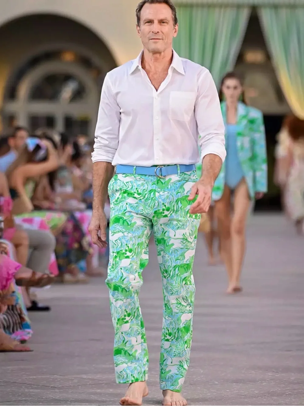 Lilly Pulitzer Men's Stuff Mizner Pants Stretch 40 Galloping Gals Horses NWT